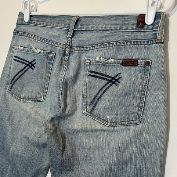 7 For All Mankind Dojo Jeans Women’s Size 29 Flare Low Rise Blue Zipper Cotton - Picture 12 of 13